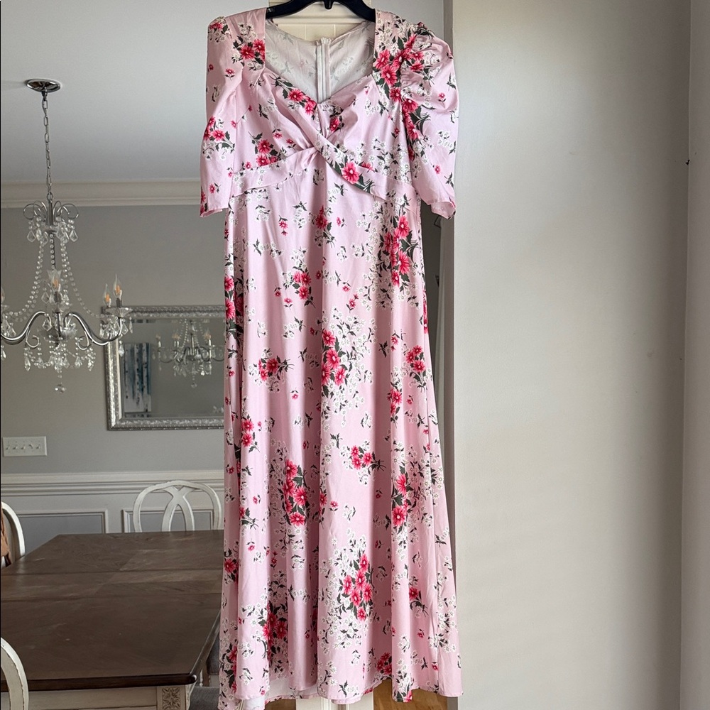 Women's Pink Floral Nightgown - Soft V-Neck Sleep Dress